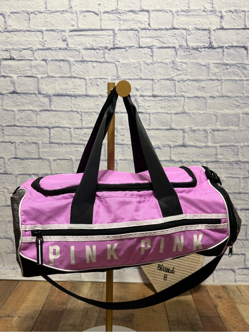 Victoria's Secret VS PINK Duffle Bag Gym Shoe Compartment Duffel Travel READ